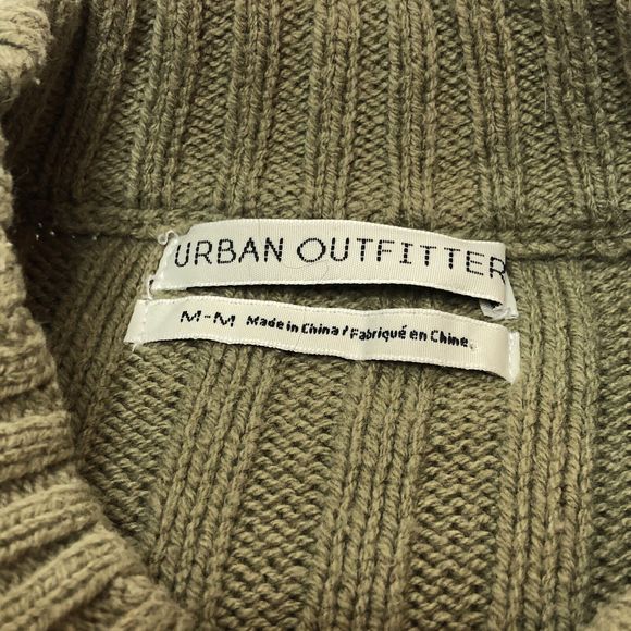 Urban Outfitters Lou Mock Neck Sweater Womens MEDIUM Olive Green Oversized Boxy - Picture 3 of 7